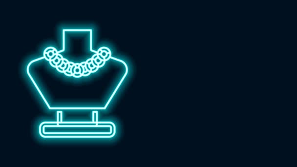 Colar de linha de néon brilhante no ícone de manequim isolado no fundo preto. Animação gráfica em movimento de vídeo 4K — Vídeo de Stock