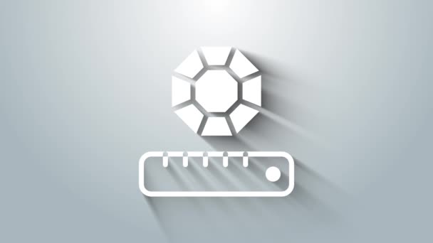 White Gem stone icon isolated on grey background. Jewelry symbol. Diamond. 4K Video motion graphic animation — Vídeo de Stock
