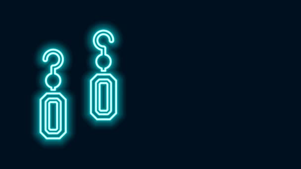 Leuchtende Neon-Linie Ohrringe Symbol isoliert auf schwarzem Hintergrund. Schmuck-Accessoires. 4K Video Motion Grafik Animation — Stockvideo
