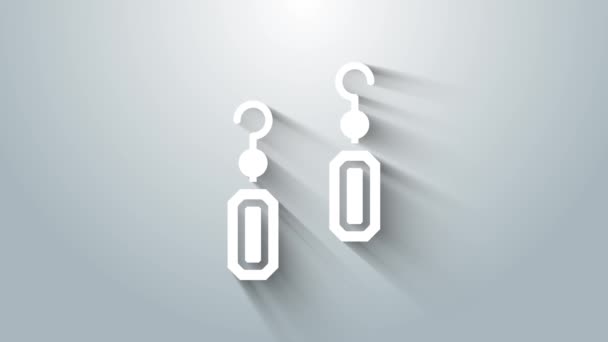 Ikona białych kolczyków odizolowana na szarym tle. Biżuteria. 4K Animacja graficzna ruchu wideo — Wideo stockowe