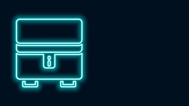 Gloeiende neon lijn Jewelry box pictogram geïsoleerd op zwarte achtergrond. Een kist met juwelen. 4K Video motion grafische animatie — Stockvideo