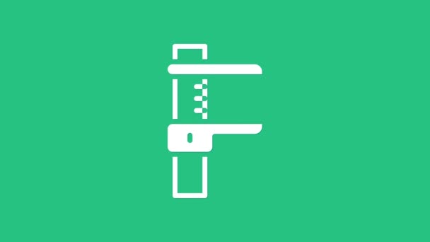 Weißer Bremssattel oder Bremssattel und Skalensymbol isoliert auf grünem Hintergrund. Präzisionsmesswerkzeuge. 4K Video Motion Grafik Animation — Stockvideo