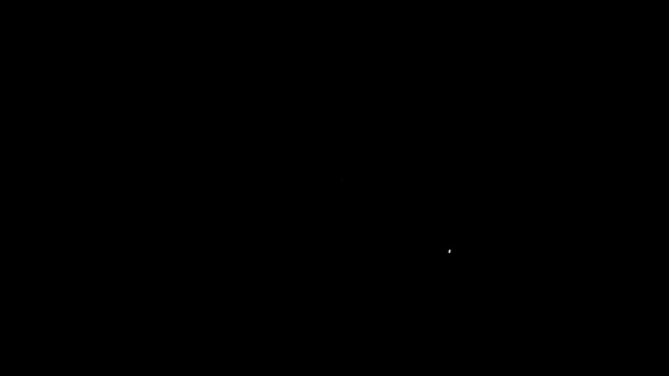 Línea blanca Procesador de computadora con microcircuitos icono de la CPU aislado sobre fondo negro. Chip o cpu con placa de circuito. Micro procesador. Animación gráfica de vídeo 4K — Vídeo de stock