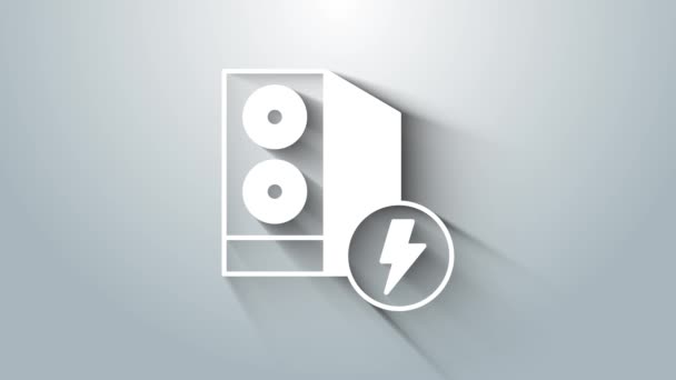 White Case of computer icon isolated on grey background. Computer server. Workstation. 4K Video motion graphic animation — Stock Video