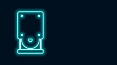 Parlayan neon çizgisi Optik disk sürücüsü simgesi siyah arkaplanda izole edildi. Veri diski okumak ve yazmak için CD DVD dizüstü bilgisayarı çekmecesi. 4K Video hareketli grafik canlandırması