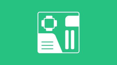 Beyaz Elektronik bilgisayar bileşenleri anakart dijital çip entegre bilim ikonu yeşil arka planda izole. Devre kartı. 4K Video hareketli grafik canlandırması