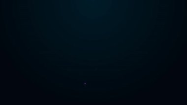 Parlayan neon hattı Bilgisayar fare simgesi siyah arkaplanda izole edildi. Tekerlek sembollü optik. 4K Video hareketli grafik canlandırması