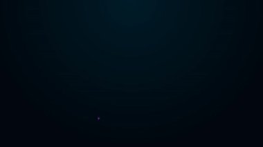 Askı simgesinde parlayan neon çizgisi havlusu siyah arkaplanda izole edildi. Banyo havlusu ikonu. 4K Video hareketli grafik canlandırması