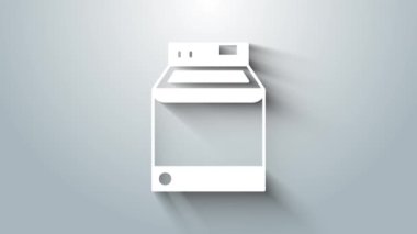 Beyaz Yıkama simgesi gri arkaplanda izole edildi. Çamaşır makinesi simgesi. Çamaşır makinesi, çamaşır makinesi. Ev aletleri sembolü. 4K Video hareketli grafik canlandırması