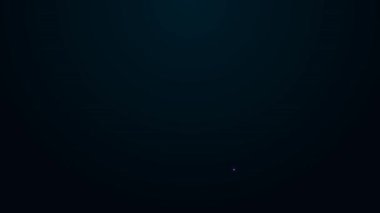 Siyah arkaplanda izole edilmiş otomatik çamaşır makinesi simgesi için parlak neon çizgisi deterjanı. 4K Video hareketli grafik canlandırması