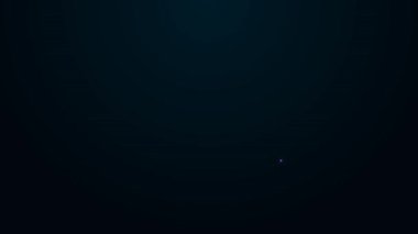 Parlayan neon hattı siyah zemin üzerinde izole edilmiş elektrikli demir ikonu. Buhar ütüsü. 4K Video hareketli grafik canlandırması