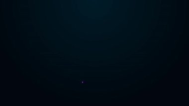 Parlayan neon çizgisi iplik simgesi siyah arkaplanda izole edildi. El yapımı, örgü ya da terzi için etiket. 4K Video hareketli grafik canlandırması