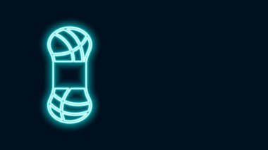 Parlayan neon çizgisi iplik simgesi siyah arkaplanda izole edildi. El yapımı, örgü ya da terzi için etiket. 4K Video hareketli grafik canlandırması