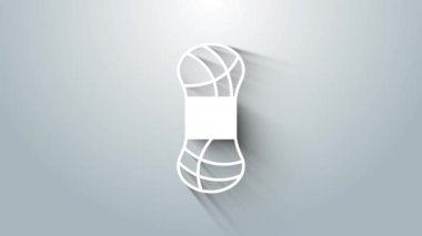 Beyaz İplik simgesi gri arkaplanda izole edildi. El yapımı, örgü ya da terzi için etiket. 4K Video hareketli grafik canlandırması