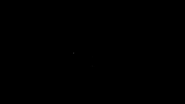 Белая линия Непрерывный источник питания значок ИБП изолирован на черном фоне. Видеографическая анимация 4K — стоковое видео