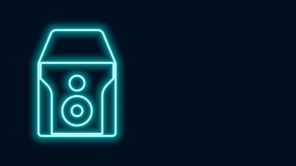 Glödande neon line Avbrottsfri strömförsörjning UPS-ikonen isolerad på svart bakgrund. 4K Video motion grafisk animation — Stockvideo