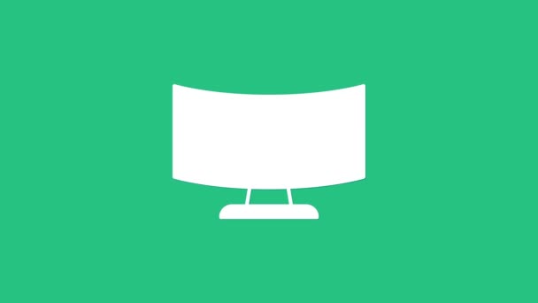 Icono de pantalla de monitor de computadora blanca aislado en fondo verde. Dispositivo electrónico. Vista frontal. Animación gráfica de vídeo 4K — Vídeo de stock