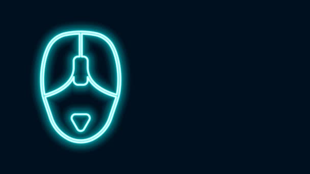Glowing neon line Computer mouse icon isolated on black background. Optical with wheel symbol. 4K Video motion graphic animation — Stock Video