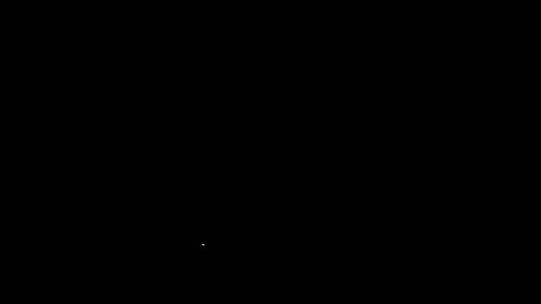 黒の背景に隔離されたハンガーアイコンの白いラインタオル。バスタオルのアイコン。4Kビデオモーショングラフィックアニメーション — ストック動画