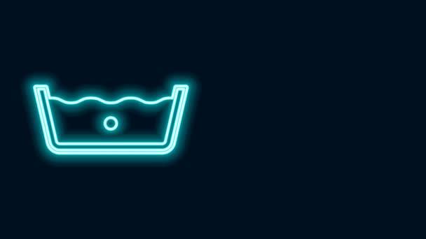 Glowing neon line Washing under 30 degrees celsius icon isolated on black background. Temperature wash. 4K Video motion graphic animation — Stock Video