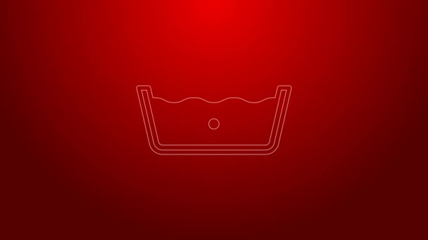 Green line Washing under 30 degrees celsius icon isolated on red background. Temperature wash. 4K Video motion graphic animation — Stock Video