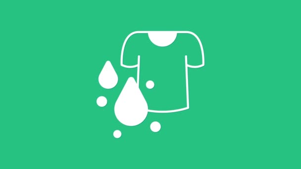 Camiseta blanca sucia icono aislado sobre fondo verde. Animación gráfica de vídeo 4K — Vídeo de stock