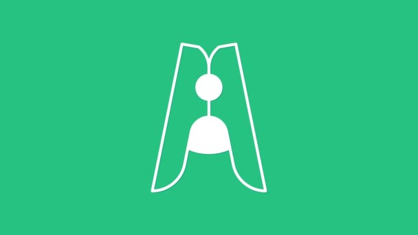 Weißes Altkleidernadel-Symbol auf grünem Hintergrund. Kleiderbügel. 4K Video Motion Grafik Animation — Stockvideo