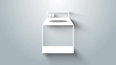 Beyaz Yıkama simgesi gri arkaplanda izole edildi. Çamaşır makinesi simgesi. Çamaşır makinesi, çamaşır makinesi. Ev aletleri sembolü. 4K Video hareketli grafik canlandırması