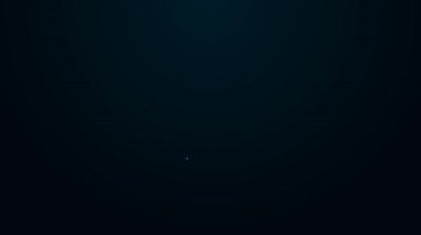 Parlayan neon hattı siyah arkaplanda giysileri kurutma simgesi izole edildi. Temiz gömlek. Çamaşırları çamaşır mandallarıyla iple yıka. Kıyafet bakımı ve düzenlilik. 4K Video hareketli grafik canlandırması