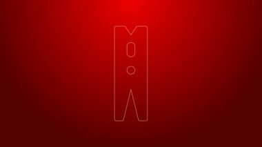 Yeşil çizgi. Kırmızı arkaplanda eski ahşap iğne simgesi var. Elbise askısı. 4K Video hareketli grafik canlandırması