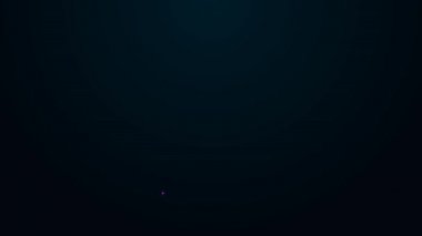 Siyah arkaplanda izole edilmiş otomatik çamaşır makinesi simgesi için parlak neon çizgisi deterjanı. 4K Video hareketli grafik canlandırması