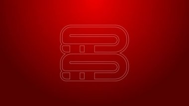 Yeşil çizgi havlu yığını simgesi kırmızı arkaplanda izole edildi. 4K Video hareketli grafik canlandırması