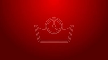 Yeşil çizgi zaman temizleme simgesi kırmızı arkaplanda izole edildi. Sıcaklık temizleme. 4K Video hareketli grafik animasyonu