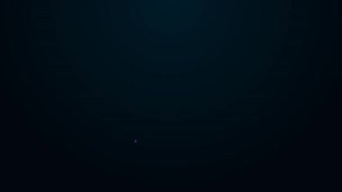 Siyah zemin üzerinde izole edilmiş kuru ve sıvı yiyecek ikonunu ölçmek için parlayan neon hattı ölçme kabı. Plastik şişenin sapı var. 4K Video hareketli grafik canlandırması