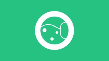 Beyaz Yıkama simgesi yeşil arka planda izole edildi. Çamaşır makinesi simgesi. Çamaşır makinesi, çamaşır makinesi. Ev aletleri sembolü. 4K Video hareketli grafik canlandırması