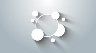 Beyaz sabun su kabarcıkları ikonu gri arka planda izole edildi. 4K Video hareketli grafik canlandırması