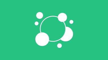 Beyaz sabun köpükleri ikonu yeşil arka planda izole edilmiş. 4K Video hareketli grafik canlandırması