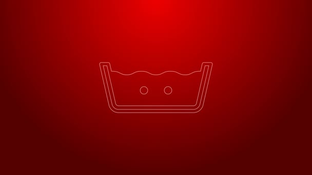 Green line Washing under 40 degrees celsius icon isolated on red background. Temperature wash. 4K Video motion graphic animation — Stock Video