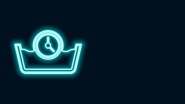 Glowing neon line Time wash icon isolated on black background. Temperature wash. 4K Video motion graphic animation — Stock Video