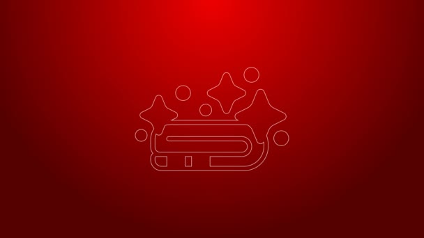 Green line Towel stack icon isolated on red background. 4K Video motion graphic animation — Stock Video