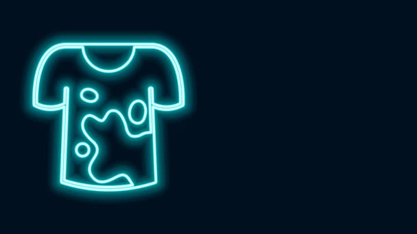 Glowing neon line Dirty t-shirt icon isolated on black background. 4K Video motion graphic animation — Stock Video