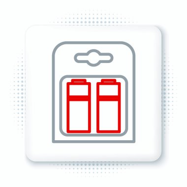 Beyaz arkaplanda izole edilmiş paket simgesindeki çizgi bataryası. Şimşek sembolü. Renkli taslak konsepti. Vektör.