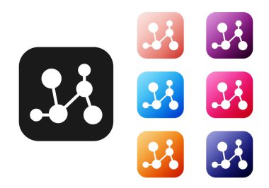 Siyah Kimyasal Formül simgesi beyaz arkaplanda izole edildi. Yenilikçi tıp, sağlık, araştırma ve bilim için soyut altıgen. Simgeleri renklendirin. Vektör.