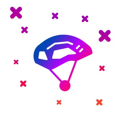 Beyaz arkaplanda izole edilmiş renkli bisiklet başlığı simgesi. Olağanüstü bir spor. Spor malzemeleri. Kademeli rastgele dinamik şekiller. Vektör.