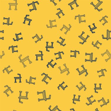 Mavi çizgi evcil hayvan masa ikonu sarı arka planda izole edilmiş pürüzsüz desen. Vektör.