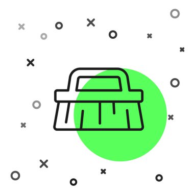 Temizlik simgesi için siyah çizgi fırçası beyaz arkaplanda izole edildi. Vektör