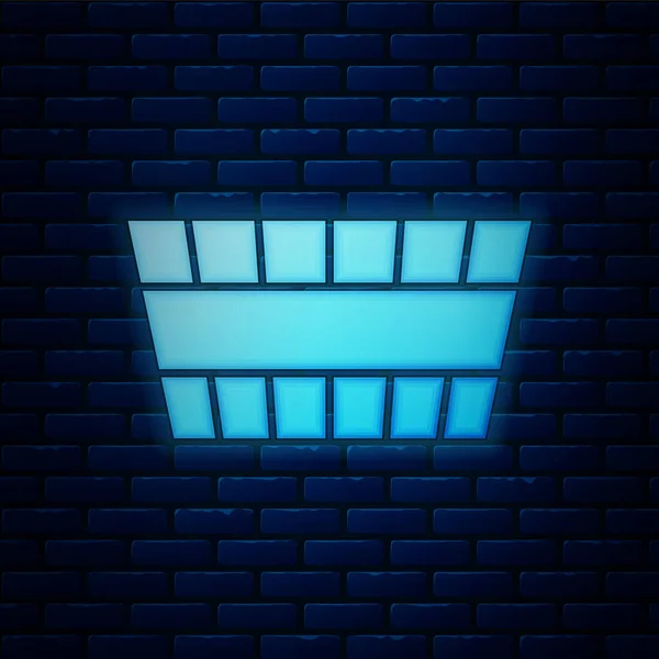 Glowing Neon Sauna Bucket Icon Isolated Brick Wall Background Vector — Stock Vector