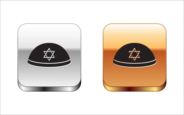 유대인 키파와 희극적 아이콘의 배경에 고립되어 있습니다 유대인의 스퀘어 버튼이야 — 스톡 벡터