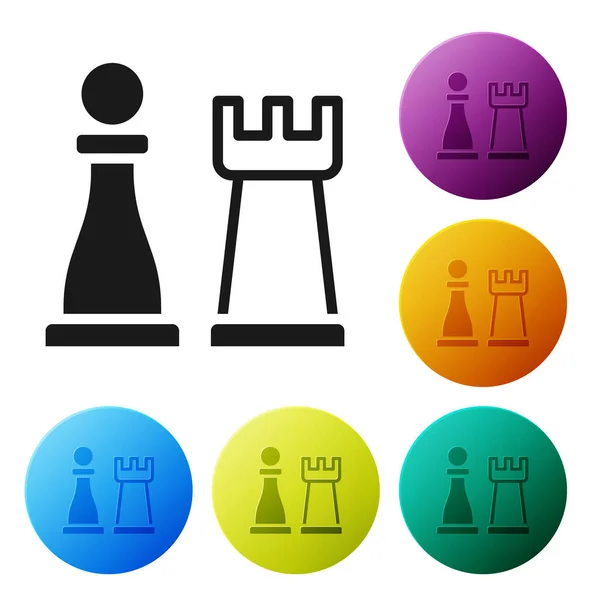 Černá Šachová Ikona Izolovaná Bílém Pozadí Obchodní Strategie Hra Management — Stockový vektor