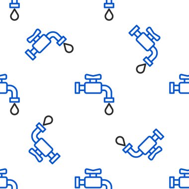Line Water musluk simgesi beyaz arkaplanda izole edilmiş kusursuz desen. Renkli taslak konsepti. Vektör